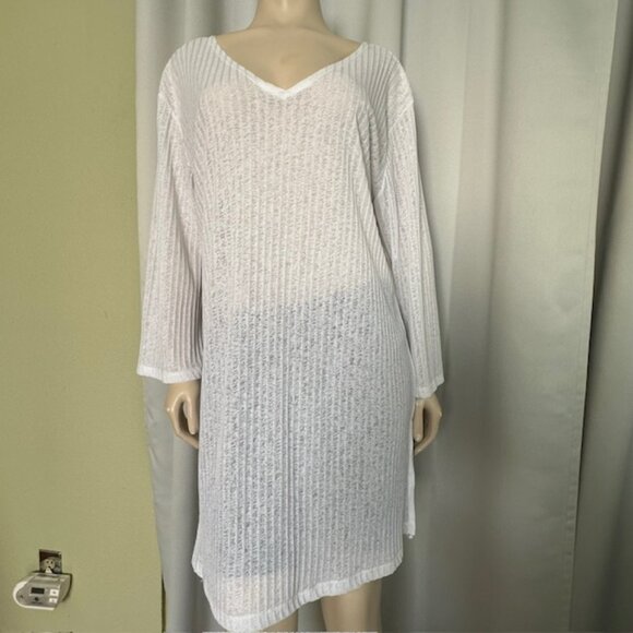 J. Valdi Beach Swimwear Tunic Coverup - White Size XL - Picture 1 of 7